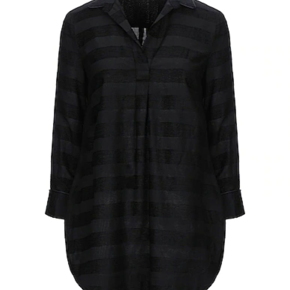 Piazza Sempione stripes long sleeves black blouse